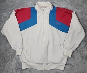 VINTAGE Adidas anni 80 Track Jacket Uomo Medium Bianco Colorblock Trefoil Tennis - Foto 1 di 11