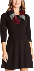 BCX Womens Fit & Flare Dress Juniors Sweater Stretch 3/4 Sleeve Black Size Small - Picture 1 of 3
