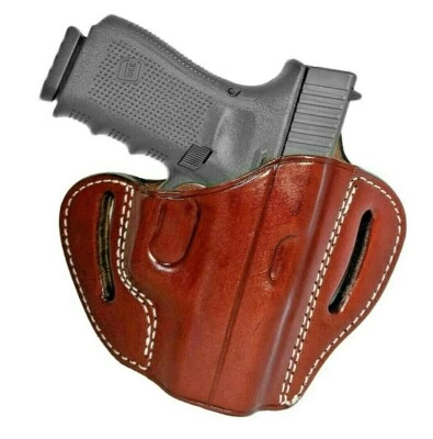 Leather Gun Holster for Glock 42 43 OWB Concealed Carry Pancake with comfort tab