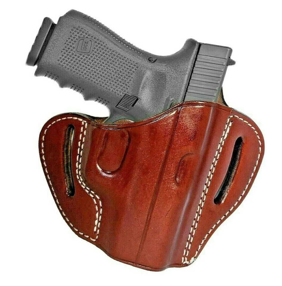 Leather Gun Holster for Glock 42 43 OWB Concealed Carry Pancake with comfort tab - Image 1 of 1