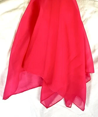 Lenço de pescoço vintage grande rosa quente fúcsia quadrado chiffon cabeça ou pescoço - Imagem 1 de 2