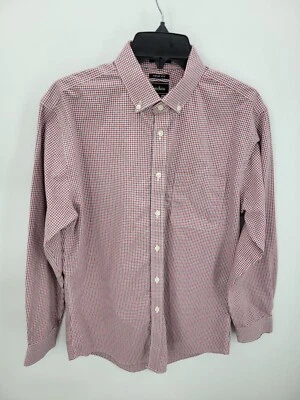 Neiman Marcus Shirt Mens 15.5 32/33 Trim Fit Red White Blue Check Button Up - Image 1 of 4