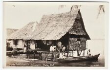 RARE Real Photo Postcard - Singapore 1920s Malay Hut Straits Settlements RPPC