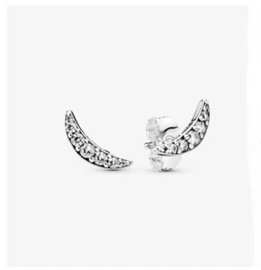 Pandora Crescent Moon Sparkling Silver 925s Ale Stud Earrings - Picture 1 of 2