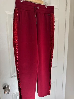 Guess Red Dalida Sequin-Stripe Sweatpants - Size M - Image 1 of 4