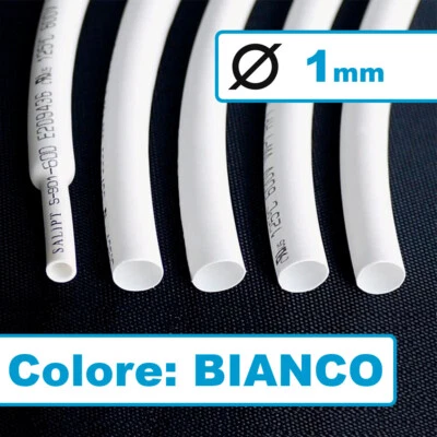 GUAINA TUBO TERMORESTRINGENTE TERMORETRAIBILE COLORE BIANCO DIAM. 1mm - 2 METRI - Immagine 1 di 2