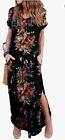 UK 12-14 (M) | GRECERELLE Maxi Dress in Black Floral | RRP £24.99