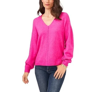 Vince Camuto Womens Large Paradox Pink Lightweight VNeck Sweater Center Seam NWT - Picture 1 of 1