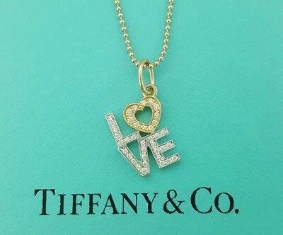 Collar Tiffany & Co Love Diamante Oro Rosa y Blanco 18k 0.12 ct 16" Foto 1 de 4