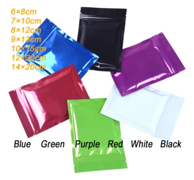 6 Colors Flat Mylar Foil Bags Food Aluminum Self Seal Gift Pouches Resealable - Image 1 of 4