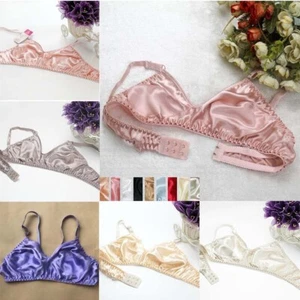 Ropa Interior Dormir Delgada 40B 100% Seda Sujetador Cuello en V 42B 38 Alambres Suave Sin Acolchado Gratis - Imagen 1 de 18