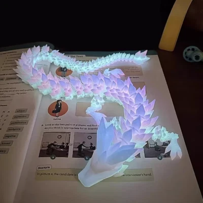 3D Printed Articulated Crystal Dragon Glow in The Dark Full Movable Dragon Decor