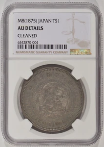 1875 Meiji 8 Japan Trade Silver Dollar $1 M8 NGC AU Details Cleaned 6342870-004 - Picture 1 of 4