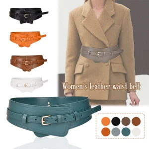 Women Leather Wide Belt Girdle Female Decor Waistband Detachable Belt Waist Belt - Picture 1 of 17