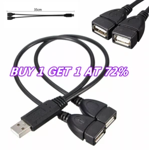 Male USB 2.0 A 1 to 2 Dual USB Female Data Hub Power Adapter Y Splitter Cable - Picture 1 of 14