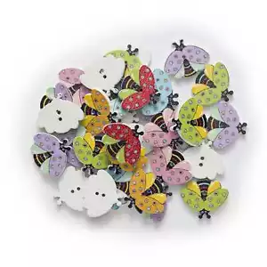 30pcs Ladybug series Wood Button Sewing Scrapbook Clothing Crafts Handmade Decor - Picture 1 of 7