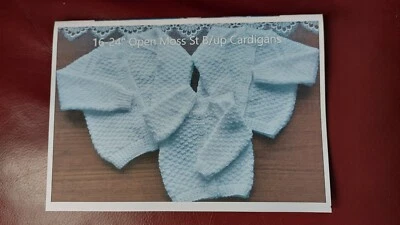 Knitting Pattern 16" to 24" Open Moss Stitch Cardigans - Image 1 of 2