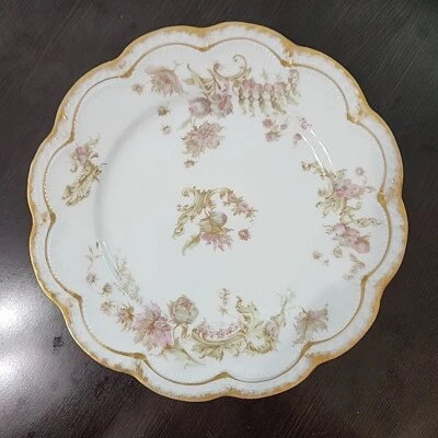 Plato de colección Haviland Francia Limoges para John Carson Bros. borde de vieira dorado Foto 1 de 4