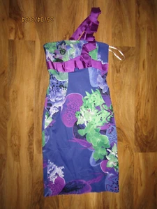 Size 10 UK Karen Millen One Shoulder Tropical Floral Hourglass Dress Party Races - Picture 1 of 3
