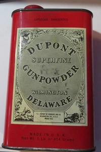 Vintage DUPONT Superfine GUNPOWDER Tin - Wilmington, Delaware - EMPTY - Picture 1 of 10