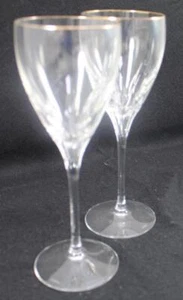Lenox Crystal Firelight Gold Set of Two Wine Glasses Panel Cut - Picture 1 of 7
