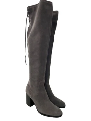 Bota Donald JPliner Seia camurça acima do joelho tamanho 7 biqueira redonda couro camurça cinza - Imagem 1 de 4