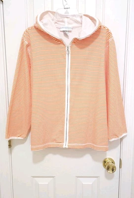 NEW Chadwicks Real Comfort Jersey Knit Zip Hoodie Jacket XL Orange White 3/4 Slv - Image 1 of 4