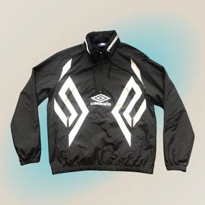 Umbro 1/4 Zip Smock Training Jacket Men's Large Black White Geometric Lined Top - Picture 1 of 21