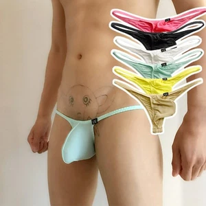 Calzoncillos de seda helada geniales de tiro bajo para hombre Sexy Bolsa de bikini Bragas Ropa interior LO ÚLTIMO - Imagen 1 de 19