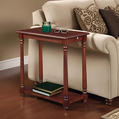 Mesa auxiliar Convenience Concepts 24"x11,75" rectangular marco madera estantes caoba Foto 1 de 4