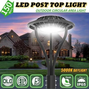 150W LED Circular Area Light Dusk to Dawn Outdoor Yard Parking Lot Post Top Lamp - Picture 1 of 15