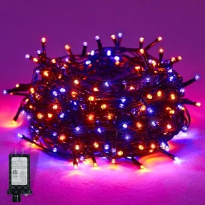 100 LED Halloween String Lights, 39FT Orange & Purple, Remote Control, 8 Modes - Picture 1 of 7
