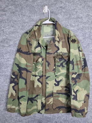 US Army BDU Jacket Mens Medium Long Woodland Camo Ripstop Hot Weather Field - Image 1 of 4