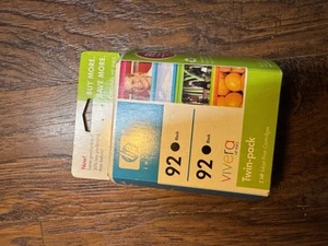 Cartuchos de tinta negros HP 92 Twin Pack originales nuevos sellados tinta caducada + extra - Imagen 1 de 2