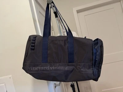 Vineyard Vines Duffle Bag Gray Blue Target Whale Lined Weekender Travel Gym - Image 1 of 4
