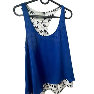 Maeve by Anthropologie blaues Racerback-Tanktop – Futter mit Vogelmotiv – Größe Small - Bild 1 von 9