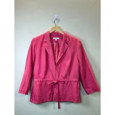 Chaqueta de lino para mujer JM Collection talla 8 rosa con cordón ligera informal Foto 1 de 3