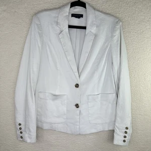 Tahari Blazer Damen Medium weiß Leinenmischung Knopfleiste Büro Arbeitsjacke - Bild 1 von 12
