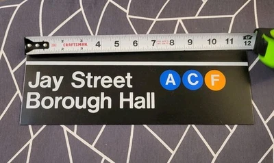 Jay St. - NYC Subway Metal Sign Brooklyn 12 X 4 Inches Some Wear MTA New York - Image 1 of 3
