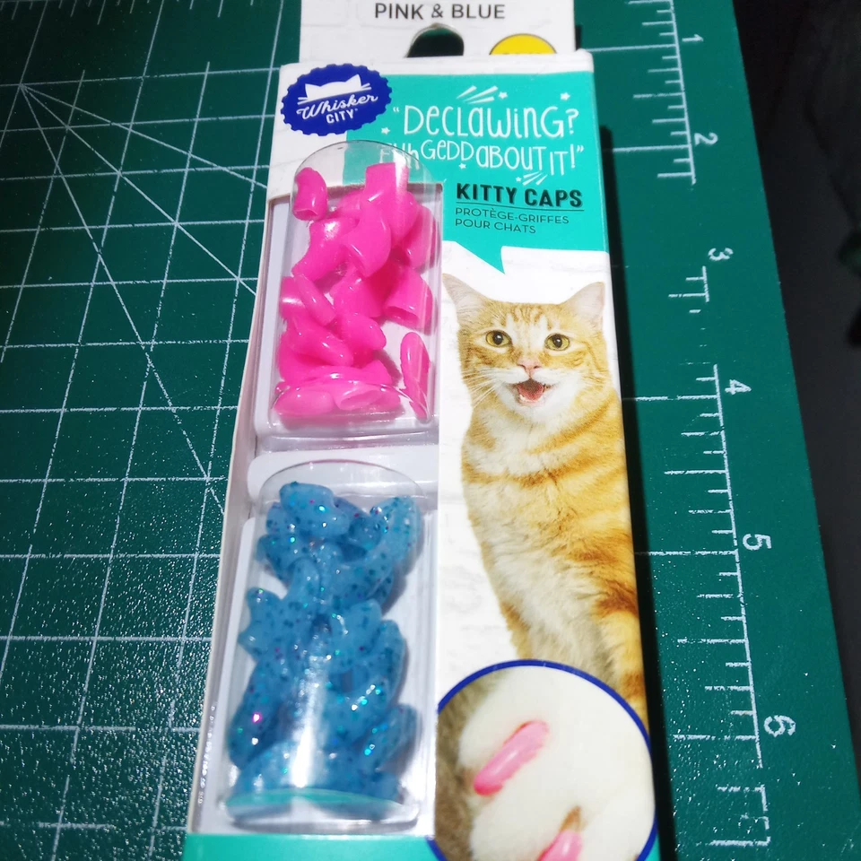 Gorras Whisker City Kitty (pequeñas 6-8 libras)- rosa y azul 40 tapas para uñas Foto 1 de 2