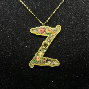 Necklace Michal Negrin Romantic colorful Crystals letter Z flower roses Israel - Picture 1 of 9