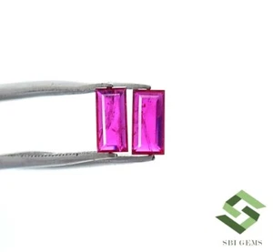 Certified Natural Ruby Baguette Cut Pair 6x3 mm 0.64 CTS Calibrated Loose Gems - Picture 1 of 8