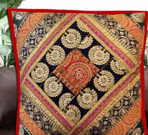 30" MULTICOLORED HUGE INDIAN DÉCOR VINTAGE SARI FLOOR THROW CUSHION PILLOW COVER - Picture 1 of 8