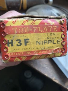 H3F TRU-FLATE 1/2" FEMALE N.P.T. AIR HOSE INTERCHANGEABLE AIR NIPPLES (9) IN BOX - Picture 1 of 4