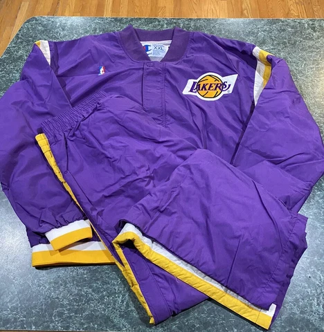 Vintage Champion Los Angeles Lakers Purple Warmup Jacket & Rip Away Pants Sz XXL Cover