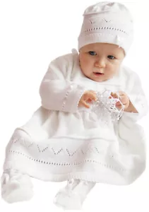 Babykleid Taufkleid Strickkleid Festkleid Mädchen Baby Taufe Kleid gestrickt SET - Bild 1 von 1