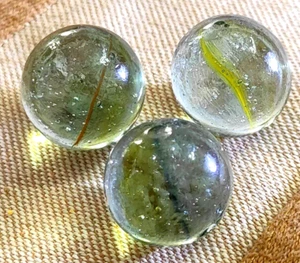 OLD 3 TOY MARBLES clear with a color streak in each 0.625'' - Picture 1 of 16