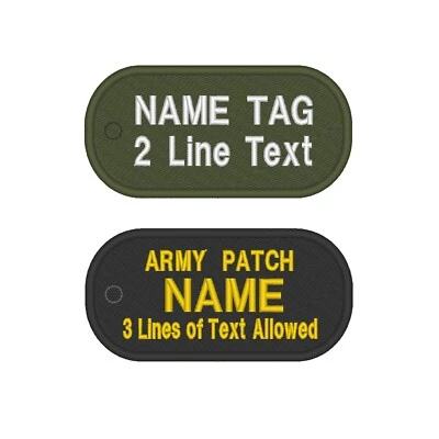 Custom Embroidered Name or Title Dog Tag Patch Biker Outlaw MC Vest Club 4" x 2" - Image 1 of 4