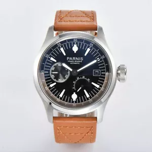 Power Reserve Movement PARNIS 46.5mm Automatic Watch for Men Retro Wristwatches - Picture 1 of 6