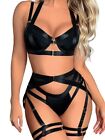 Garter Belt Thong Lingerie For Women,strappy Hollow Out Underwire Racerback S...